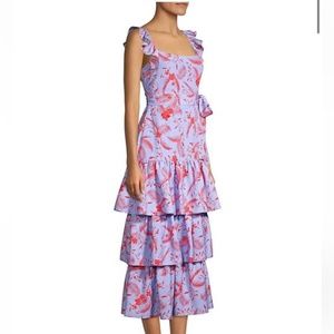 Likely Juno Floral Tiered Midi Dress in Periwinkle size 4 New with tags